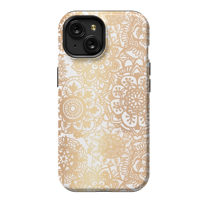 iPhone 15 StrongFit Gold Mandala Pattern by Julie Erin Designs