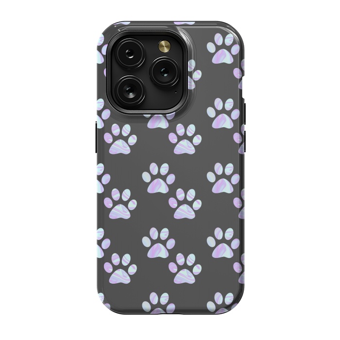 iPhone 15 Pro StrongFit Pastel Paw Prints Pattern by Julie Erin Designs