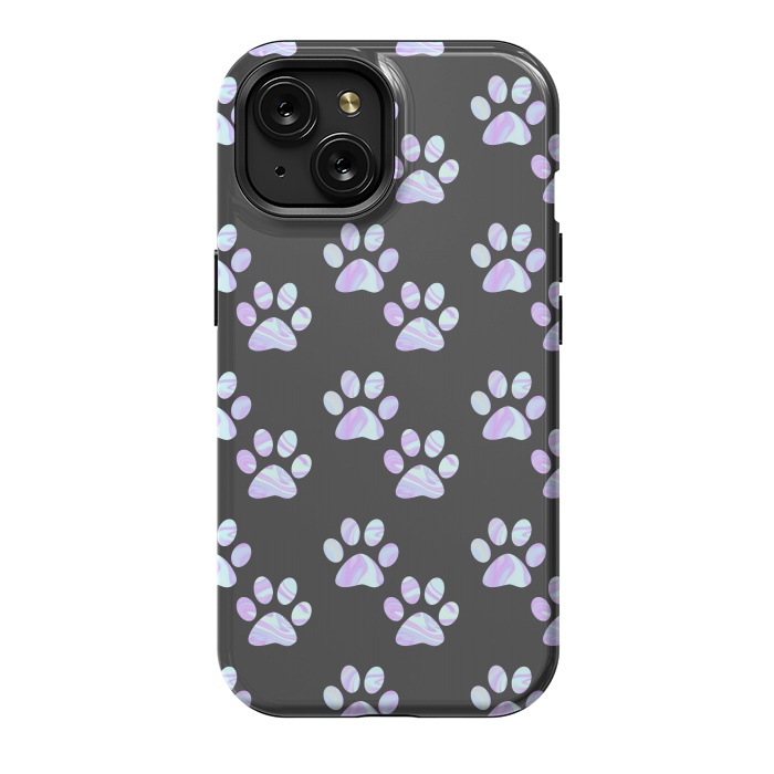 iPhone 15 StrongFit Pastel Paw Prints Pattern by Julie Erin Designs