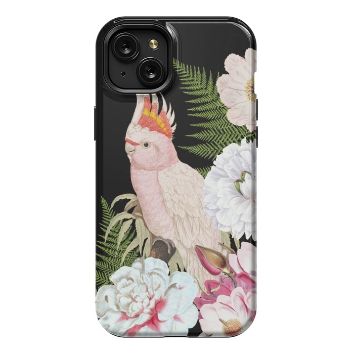 iPhone 15 Plus StrongFit Vintage Cockatoo in Flower Jungle by  Utart