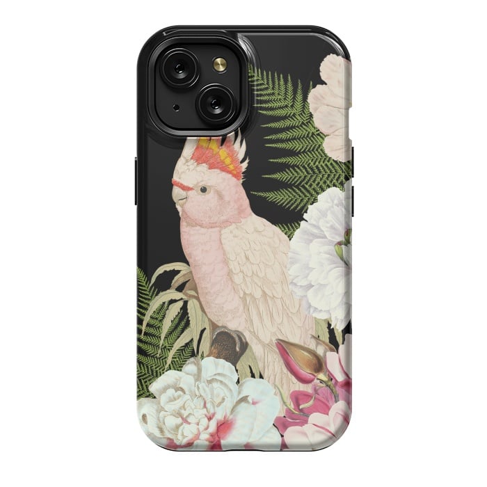 iPhone 15 StrongFit Vintage Cockatoo in Flower Jungle by  Utart