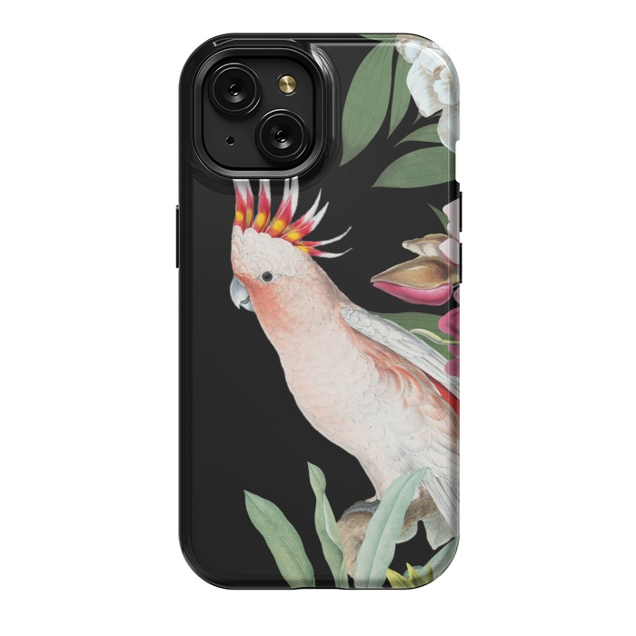 iPhone 15 StrongFit Vintage Pink Cockatoo with Tropical Flowers by  Utart