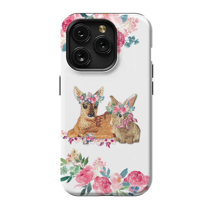 iPhone 15 Pro StrongFit Flower Friends Fawn Bunny Basic by Monika Strigel