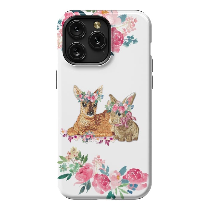 iPhone 15 Pro Max StrongFit Flower Friends Fawn Bunny Basic by Monika Strigel