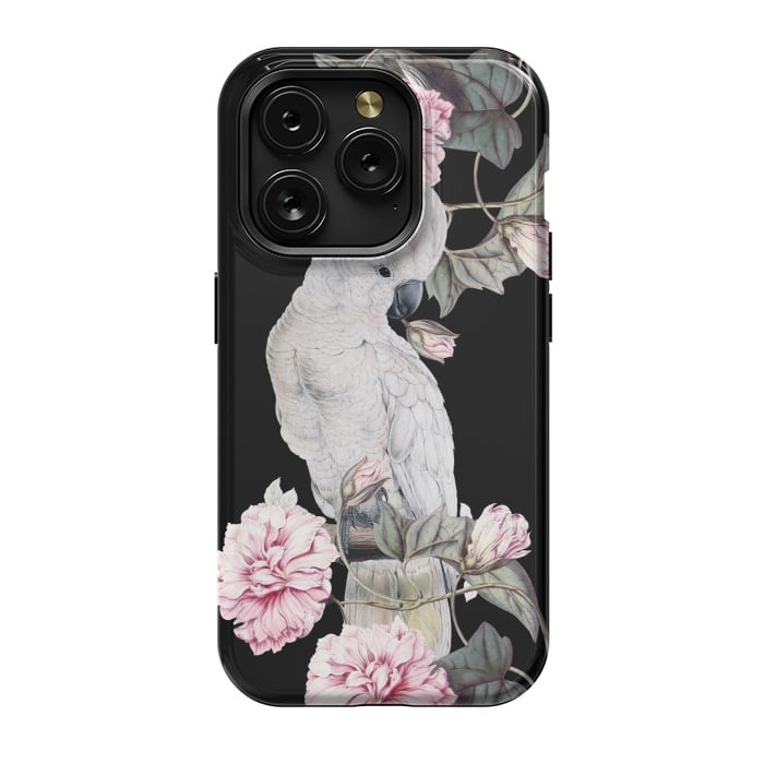 iPhone 15 Pro StrongFit Nostalgic White Cockatoo With Pink Flowers by  Utart