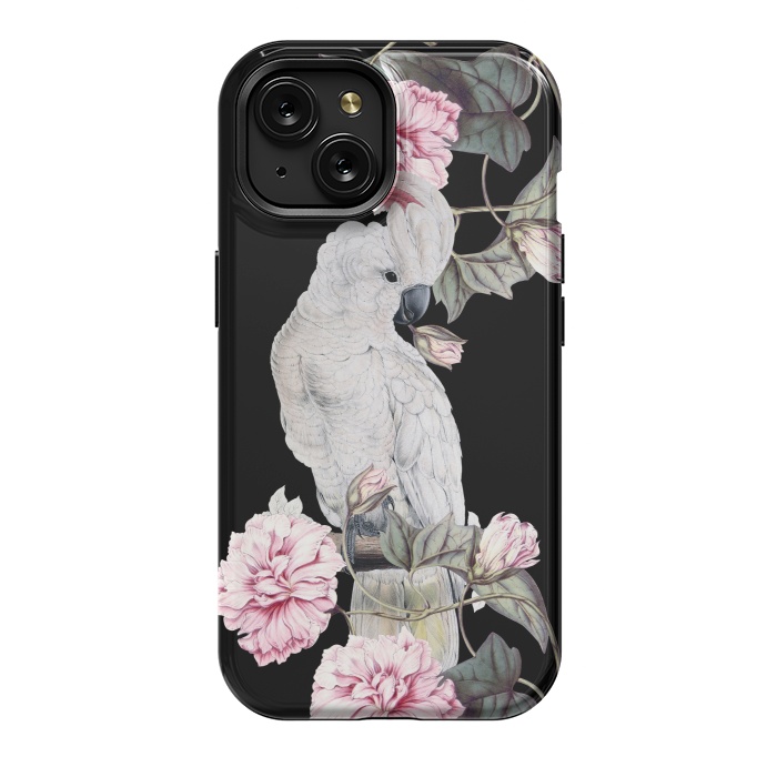 iPhone 15 StrongFit Nostalgic White Cockatoo With Pink Flowers by  Utart
