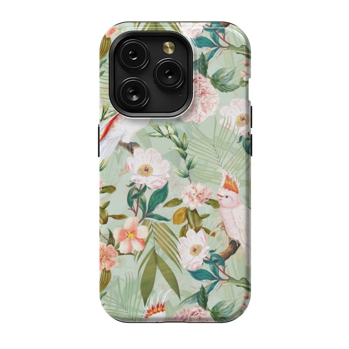 iPhone 15 Pro StrongFit Vintage Cockatoos Flowers Jungle by  Utart
