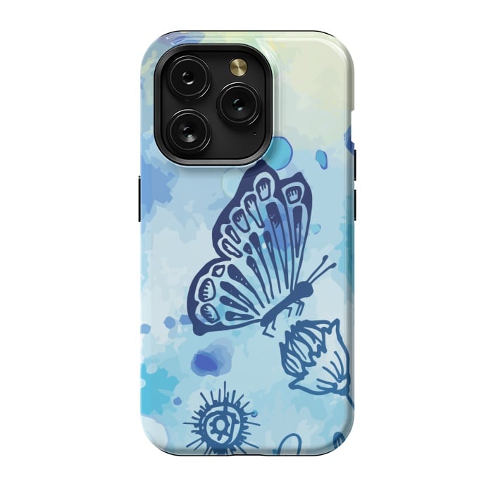 iPhone 15 Pro StrongFit BLUE SHADED BUTTERFLY PATTERN by MALLIKA