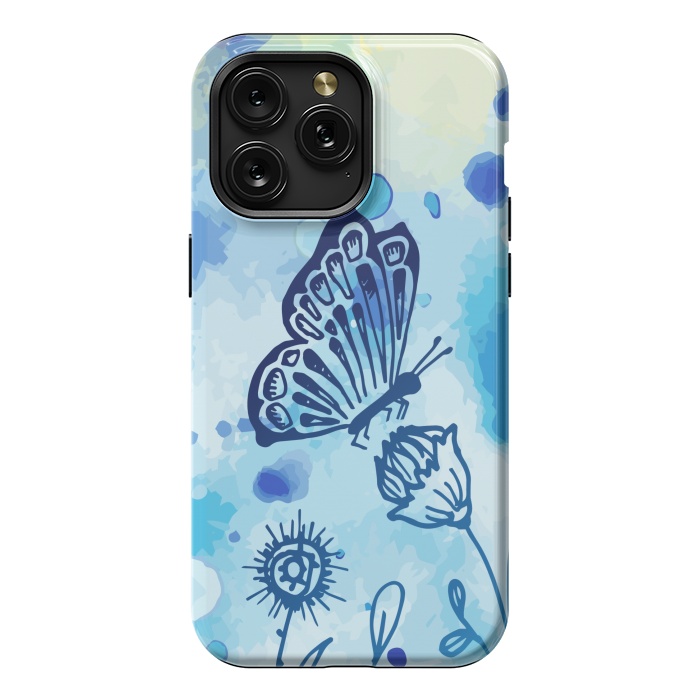 iPhone 15 Pro Max StrongFit BLUE SHADED BUTTERFLY PATTERN by MALLIKA
