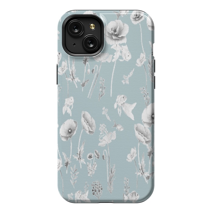 iPhone 15 Plus StrongFit Fishes & Garden-Powder Blue by ''CVogiatzi.