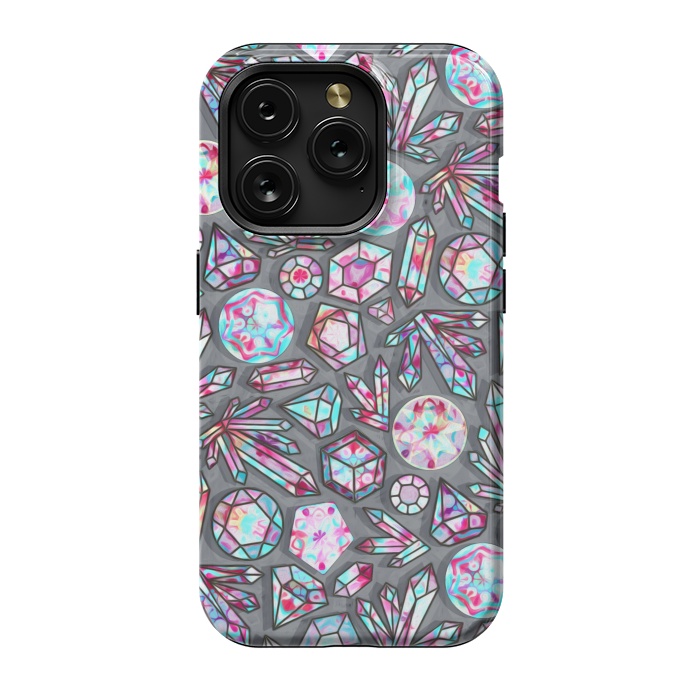 iPhone 15 Pro StrongFit Kaleidoscope Crystals - Grey  by Tigatiga