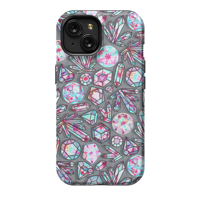 iPhone 15 StrongFit Kaleidoscope Crystals - Grey  by Tigatiga