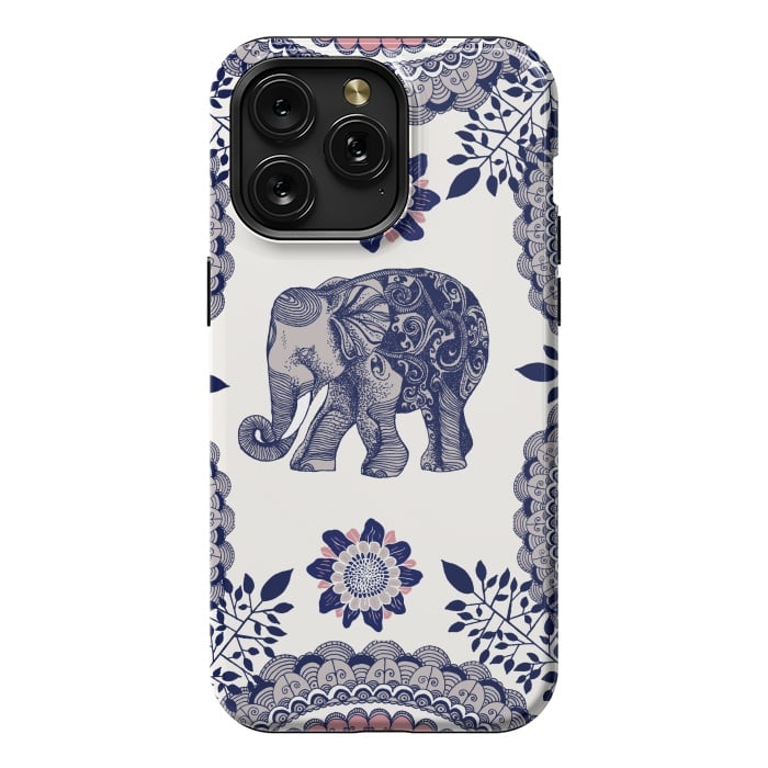 iPhone 15 Pro Max StrongFit Floral Elephant by Rose Halsey