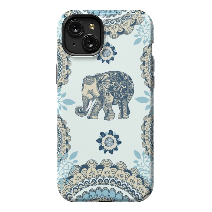 iPhone 15 Plus StrongFit Elephant Blue by Rose Halsey
