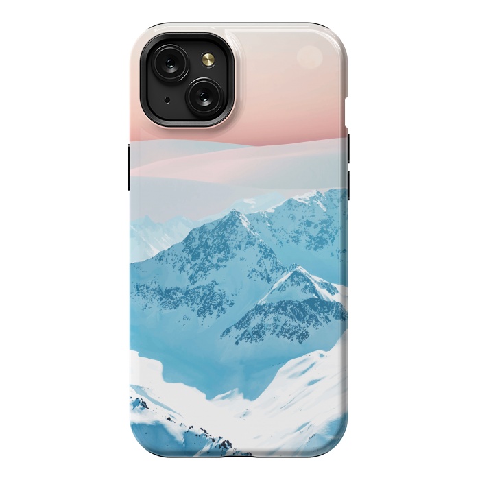 iPhone 15 Plus StrongFit Snow & Blush Horizon by Uma Prabhakar Gokhale