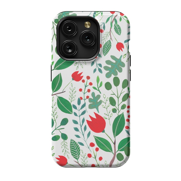 iPhone 15 Pro StrongFit Christmas Floral White by Hanny Agustine