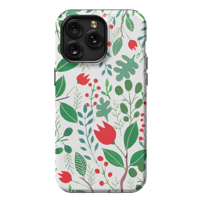 iPhone 15 Pro Max StrongFit Christmas Floral 2 White by Hanny Agustine