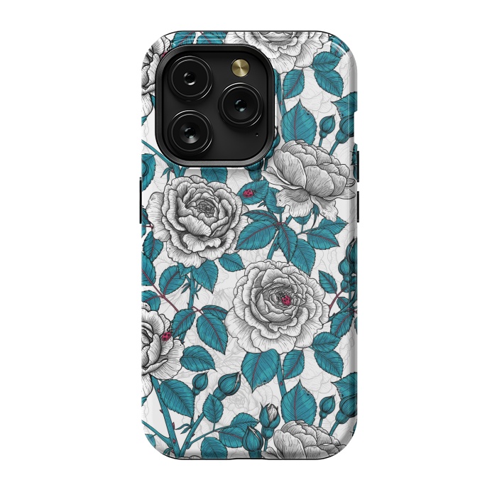 iPhone 15 Pro StrongFit  White roses and ladybugs by Katerina Kirilova