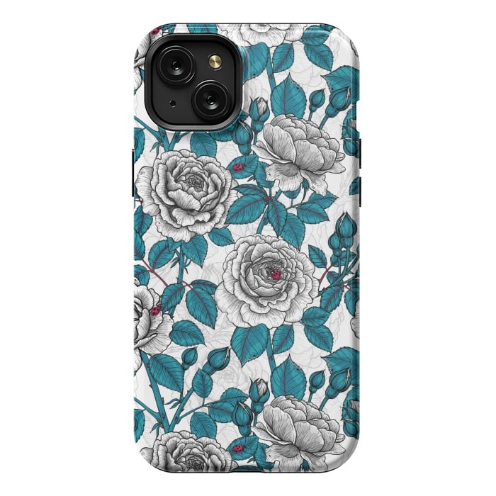 iPhone 15 Plus StrongFit  White roses and ladybugs by Katerina Kirilova