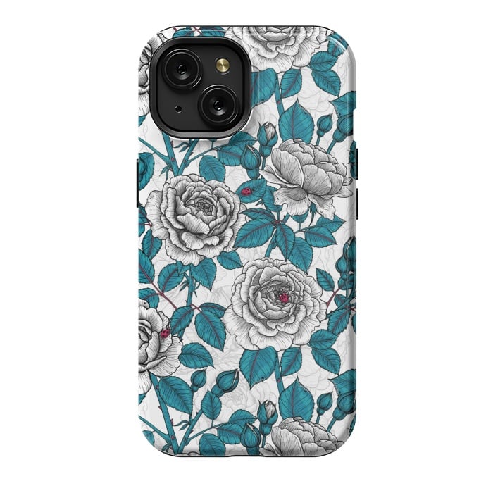 iPhone 15 StrongFit  White roses and ladybugs by Katerina Kirilova