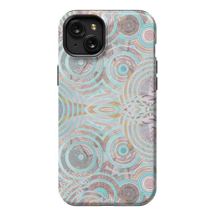 iPhone 15 Plus StrongFit Pastel playful African inspired circle sketch pattern by Oana 
