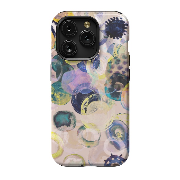iPhone 15 Pro StrongFit Colorful playful watercolour dots by Oana 