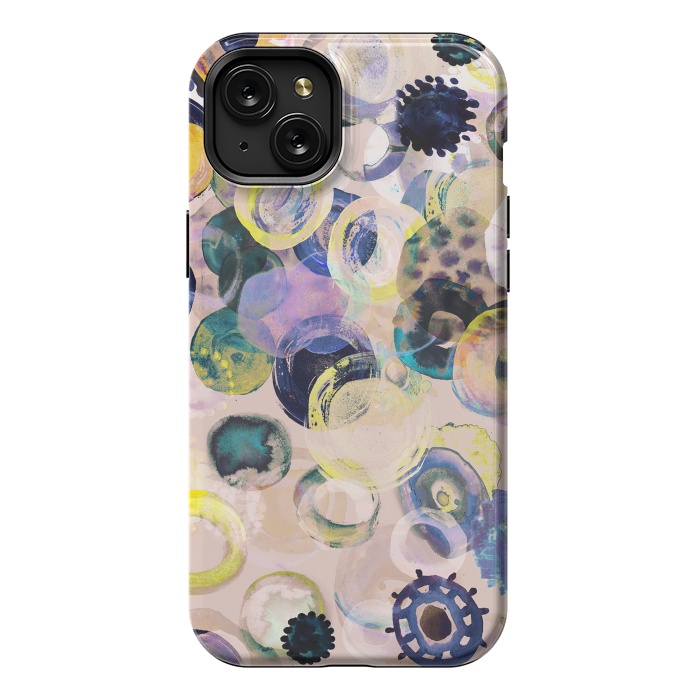 iPhone 15 Plus StrongFit Colorful playful watercolour dots by Oana 