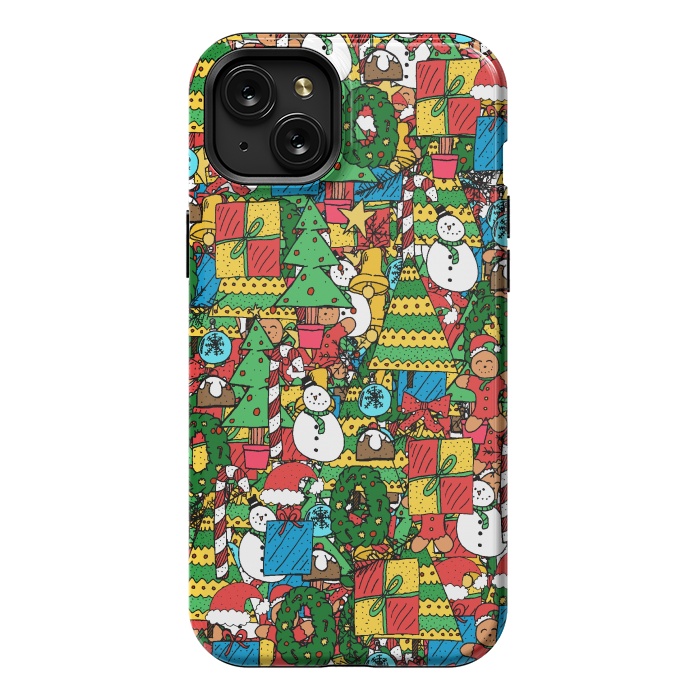 iPhone 15 Plus StrongFit Merry Christmas pattern by Steve Wade (Swade)