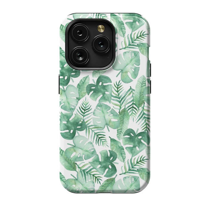 iPhone 15 Pro StrongFit Tropical Jungle on White by Tangerine-Tane