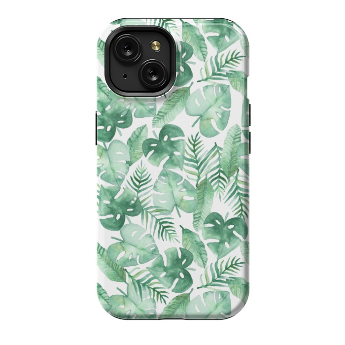 iPhone 15 StrongFit Tropical Jungle on White by Tangerine-Tane
