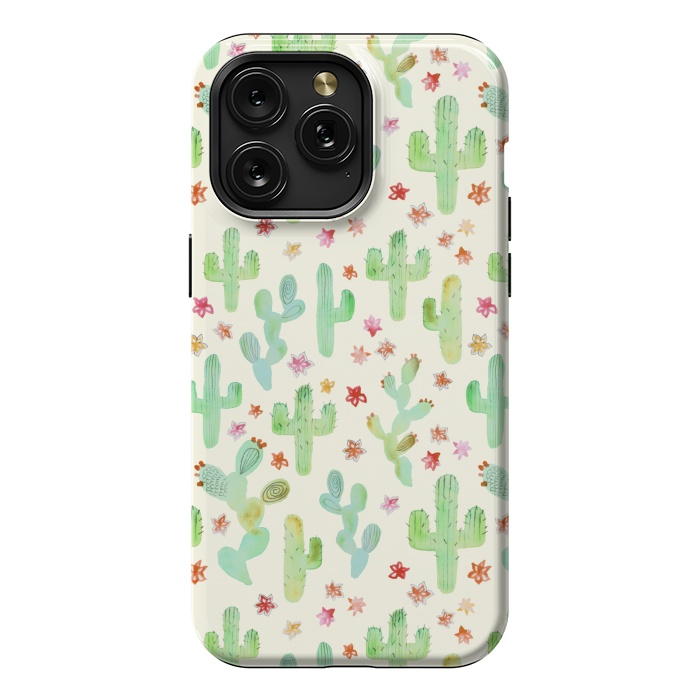 iPhone 15 Pro Max StrongFit Watercolor Cacti by Tangerine-Tane