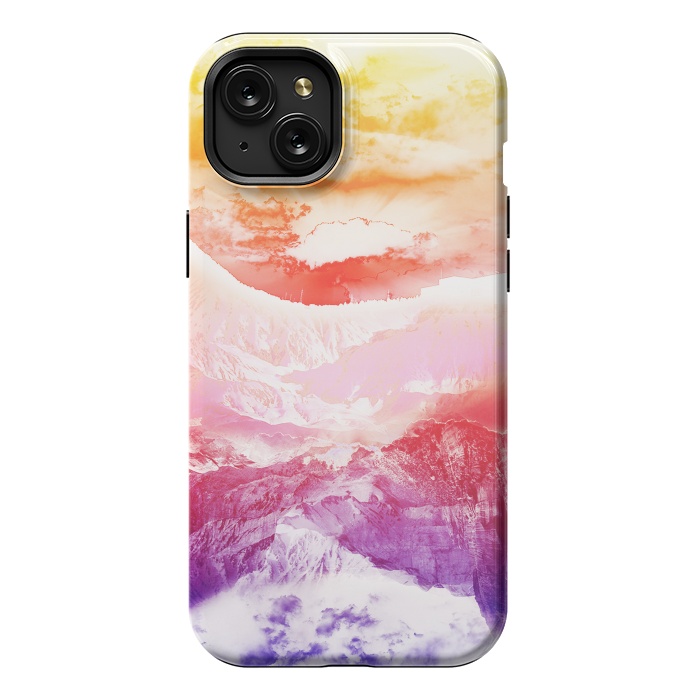iPhone 15 Plus StrongFit Rainbow gradient mountain landscape by Oana 