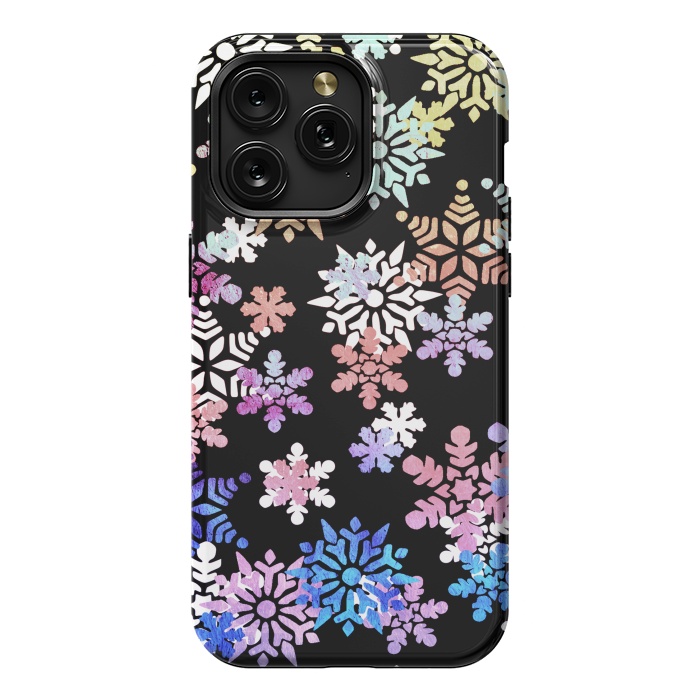 iPhone 15 Pro Max StrongFit Rainbow colourful snowflakes Christmas pattern by Oana 