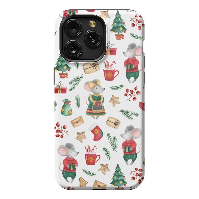 iPhone 15 Pro Max StrongFit Christmas cute mice by Julia Badeeva