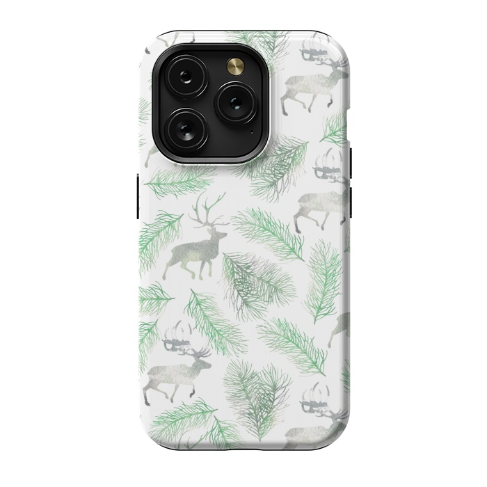 iPhone 15 Pro StrongFit Deer and pine branches by Julia Badeeva