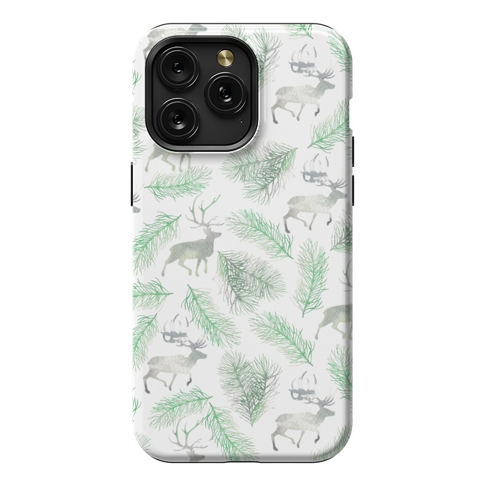 iPhone 15 Pro Max StrongFit Deer and pine branches by Julia Badeeva