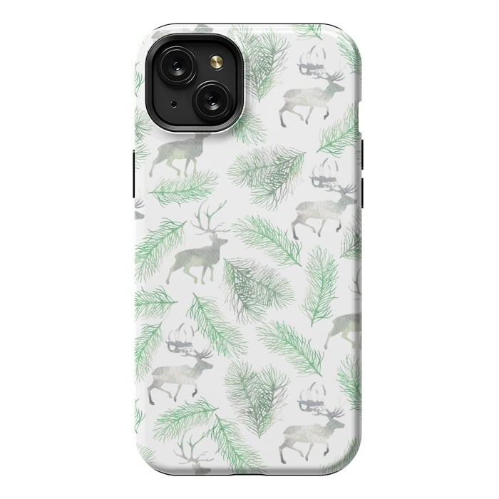 iPhone 15 Plus StrongFit Deer and pine branches by Julia Badeeva