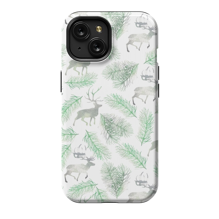 iPhone 15 StrongFit Deer and pine branches by Julia Badeeva