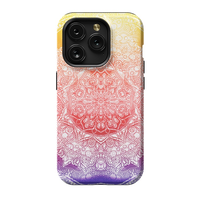 iPhone 15 Pro StrongFit Vibrant rainbow mandala by Oana 