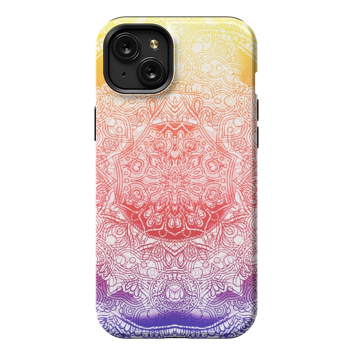 iPhone 15 Plus StrongFit Vibrant rainbow mandala by Oana 