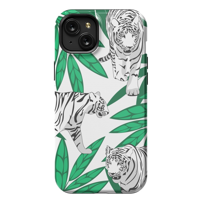 iPhone 15 Plus StrongFit White tigers by Julia Badeeva