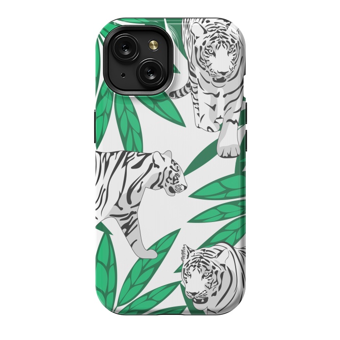 iPhone 15 StrongFit White tigers by Julia Badeeva