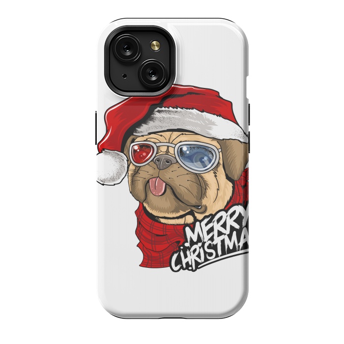 iPhone 15 StrongFit cute santa dog  by haroulita