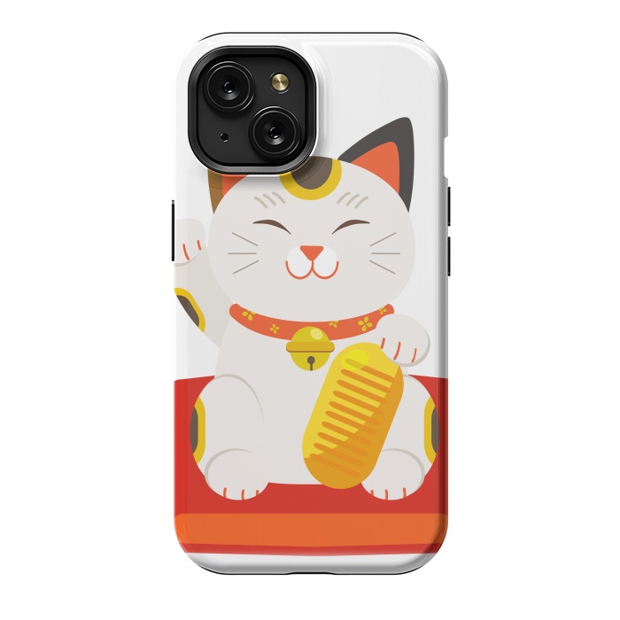 iPhone 15 StrongFit lucky cat by haroulita