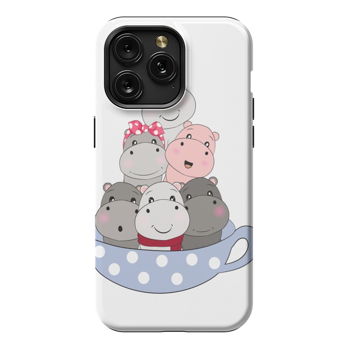 iPhone 15 Pro Max StrongFit cute hippos by haroulita