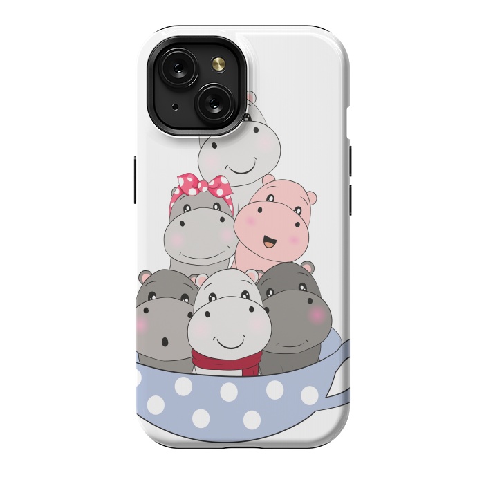 iPhone 15 StrongFit cute hippos by haroulita