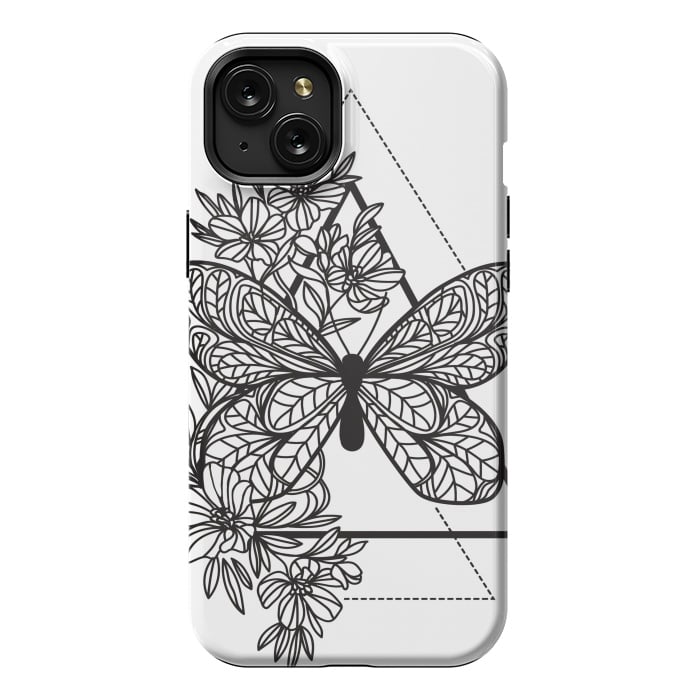 iPhone 15 Plus StrongFit bw butterfly by haroulita