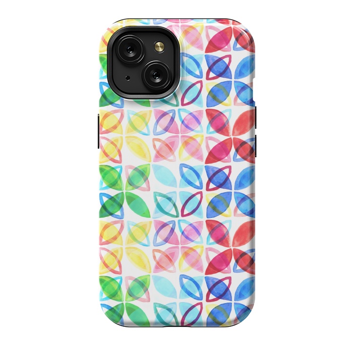 iPhone 15 StrongFit Rainbow Watercolor Pattern  by Tigatiga