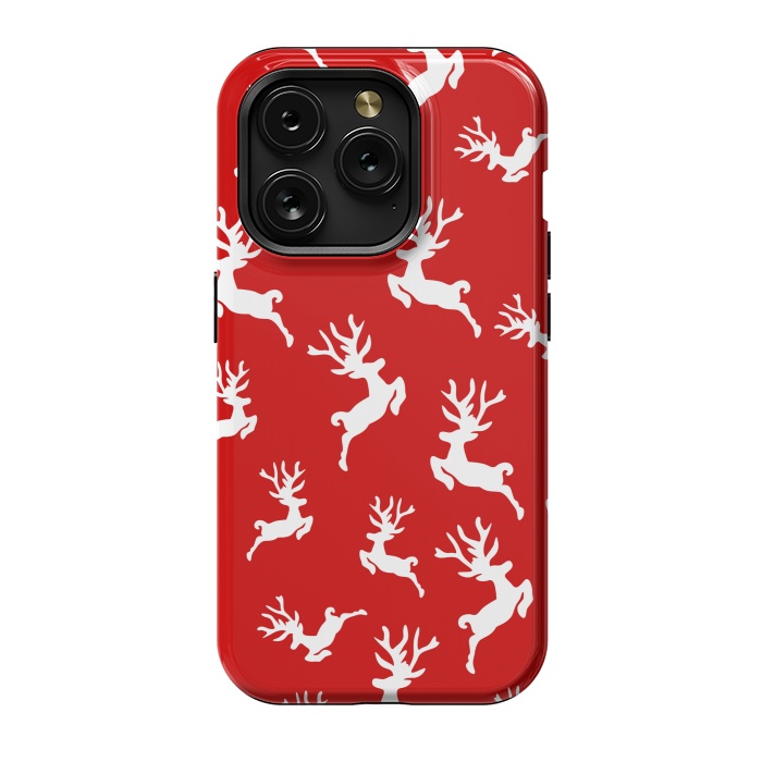 iPhone 15 Pro StrongFit white christmas deer by MALLIKA