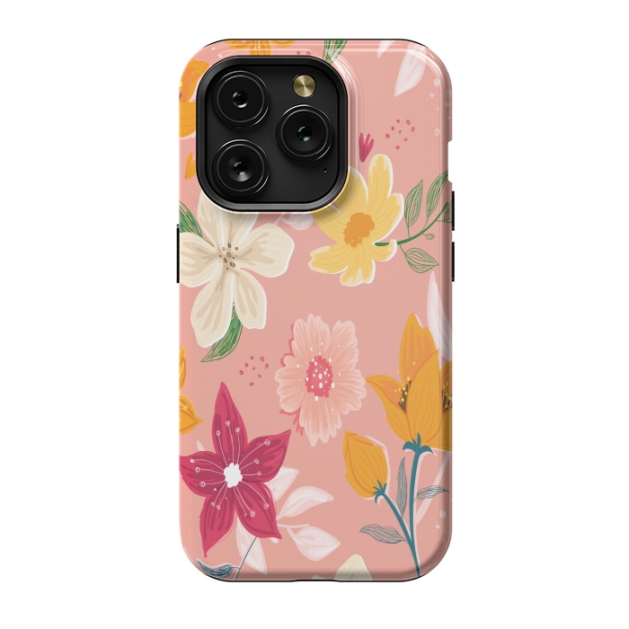 iPhone 15 Pro StrongFit peach floral print by MALLIKA